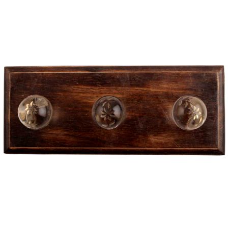 Clear Star And Leaf Cut Glass Wooden Hook